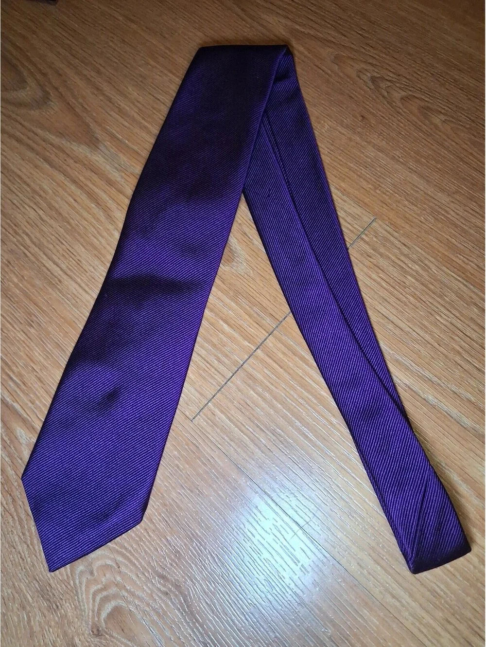 David Donahue 100% Silk Tie Purple Striped Handmade in USA